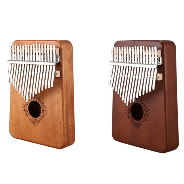 2 Set 17 Keys Kalimba African Thumb Finger Piano Mahogany Musical Instrument Light Wood Color & Dark Wood Color