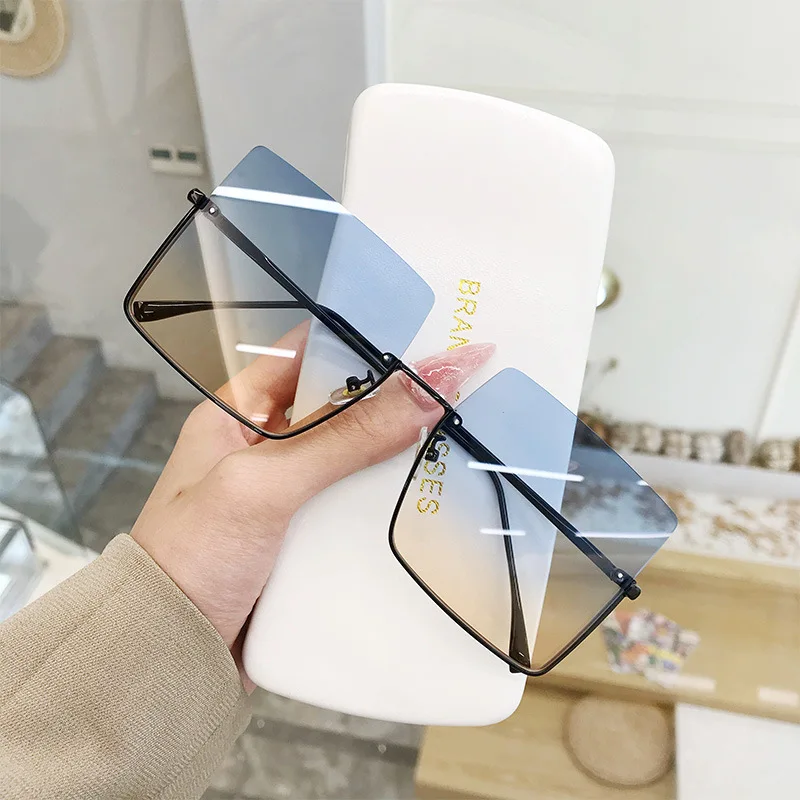 

seemfly Fashion Square Half Frame Sunglasses New Women Large Frame Sun Glasses Metal Sunglass UV400 Eyewear gafas de sol