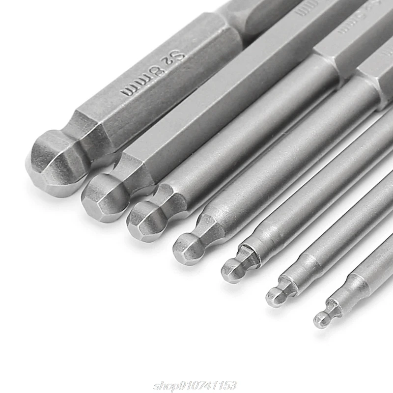 65mm 볼 엔드 육각 헤드 육각 스크루 드라이버 비트 7 개, 드릴 도구 2.5 F22 21 드롭쉬핑