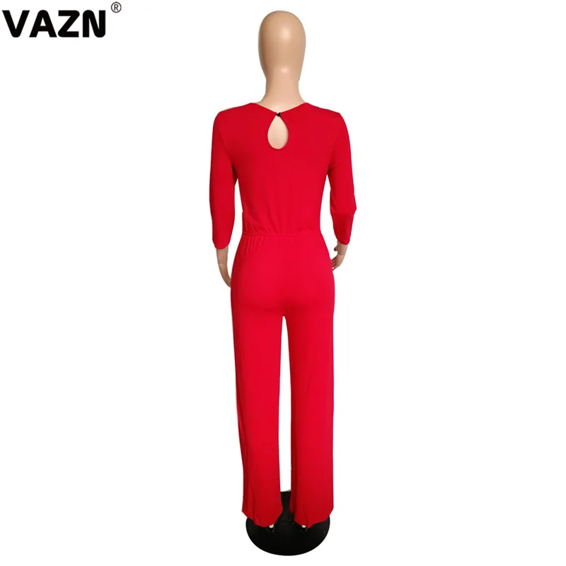 VAZN YM-8303 с круглым вырезом, однотонные шифоновые спортивные костюмы с высокой улицей, повседневные женские комбинезоны с длинными рукавами