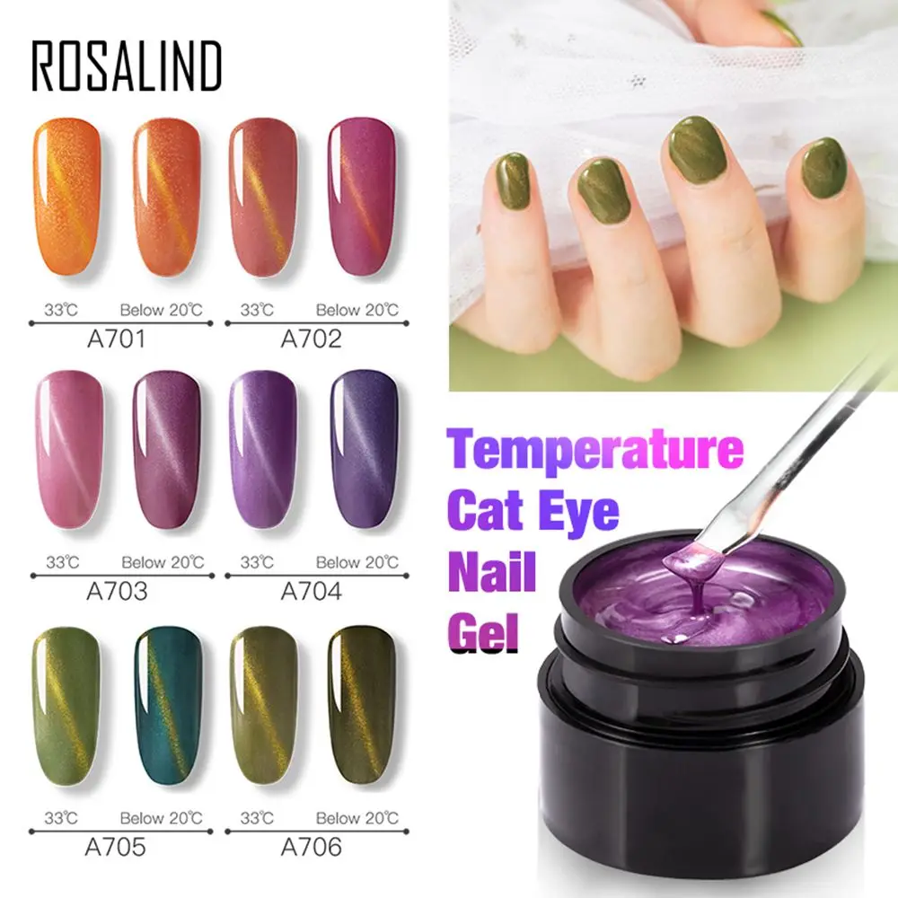 ROSALIND температурный сменный кошачий гель для глаз лак для ногтей Vernis Полупостоянный гель для ногтей Гибридный Varnis UV Гель-лак для маникюра инструмент