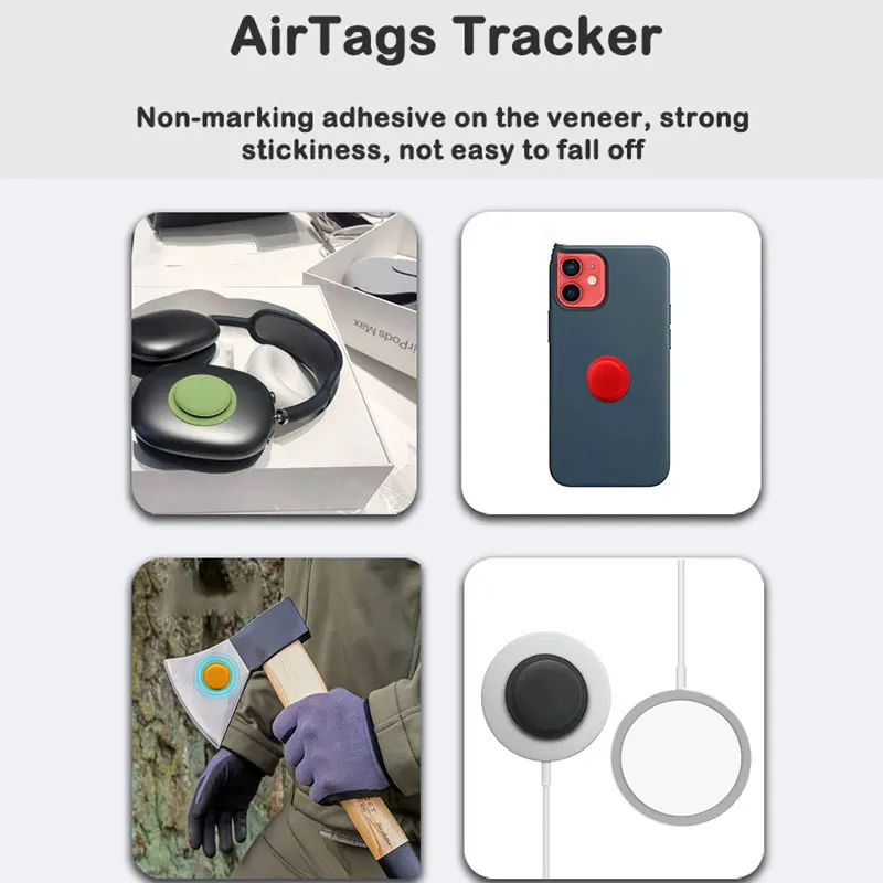 For Airtags Tracker Silicone Case Anti-lost Protective Sleeve Back Adhesive Soft Cover Protector Key Ring Protective For Airtags