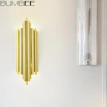 

American Luxury Golden Led Wall Lamp Modern Creative Bedroom Iron Bedside Lamp Wall Lights for Home Luminaria Led Wall Light