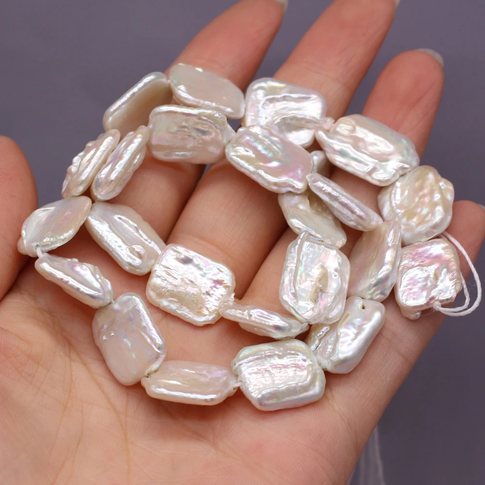 Hot selling natural freshwater pearl beaded irregular white square DIY for making jewelry accessories 14x17mm