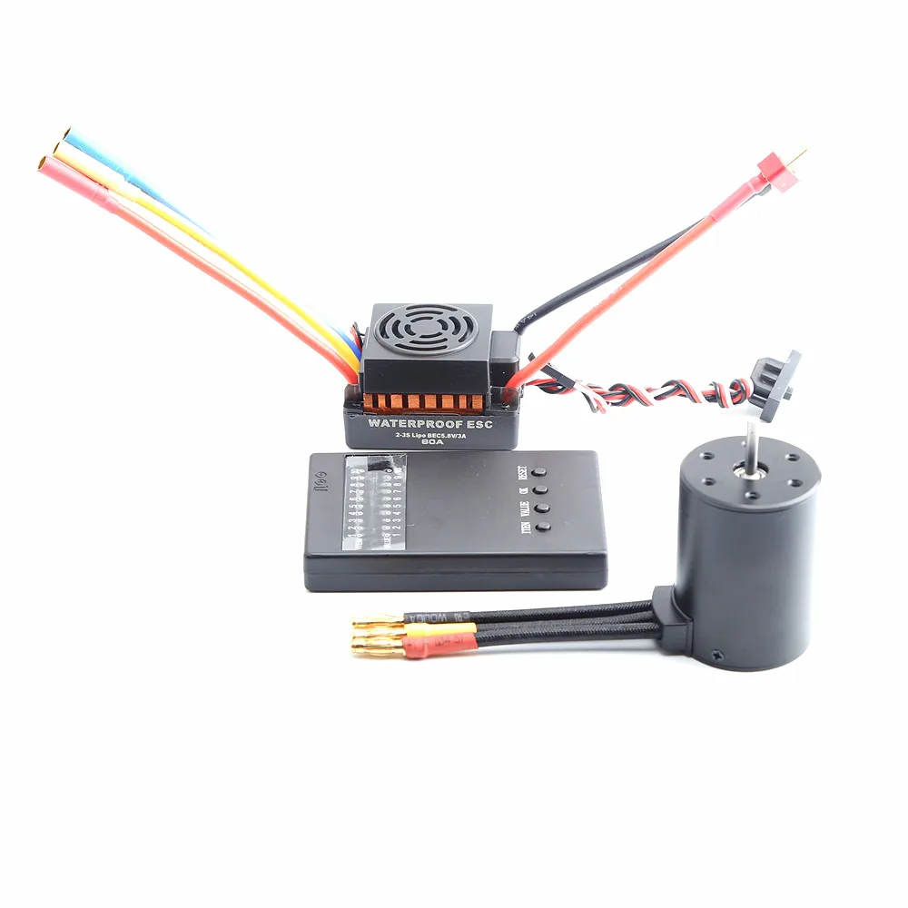 

2019 New Upgrade Rc Waterproof 3650 3900KV RC Brushless Motor 60A ESC Programmer for 1/10 RC Car Truck Motor kit