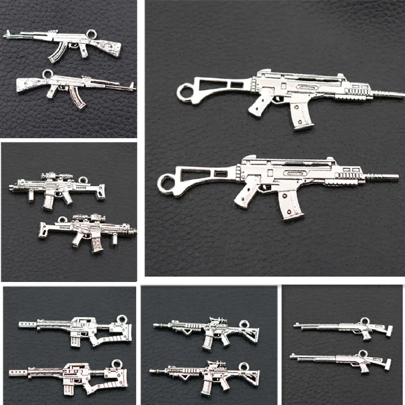 Pistola De Prata Antiga Submáquina Arma Sniper Rifle Armas Encantos Diy  Pingente Pulseira Colar Brinco Para Fazer Jóias - Amuletos - AliExpress