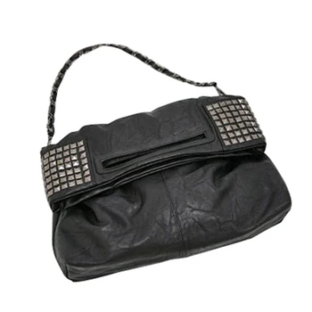 

Women's Korean Faux Leather Rivet Chain Foldable Shoulder Handbag Cross body Bag