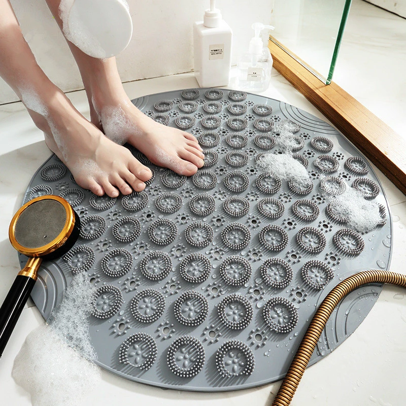 Vadear hoja Organizar Alfombrilla de baño redonda antideslizante de 55cm, alfombra de seguridad  para ducha y baño, almohadilla de masaje de plástico, drenaje de suelo,  ventosa|Alfombrillas para baño| - AliExpress
