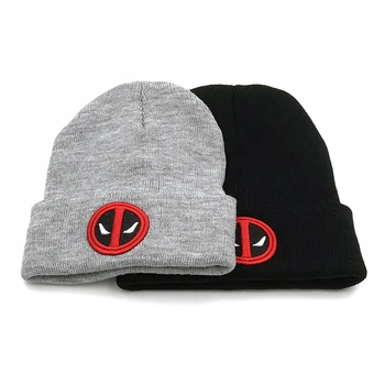 

New Simple Embroidery Autumn Winter Hats for Men Knitted Beanie Hat Warmer Bonnet Ladies Beanies Casual Deadpool Pattern Cap