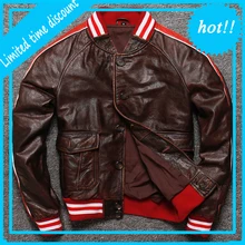 Мужская куртка из натуральной кожи, брендовая Повседневная бейсбольная куртка в винтажном стиле, Толстая куртка из бычьей кожи