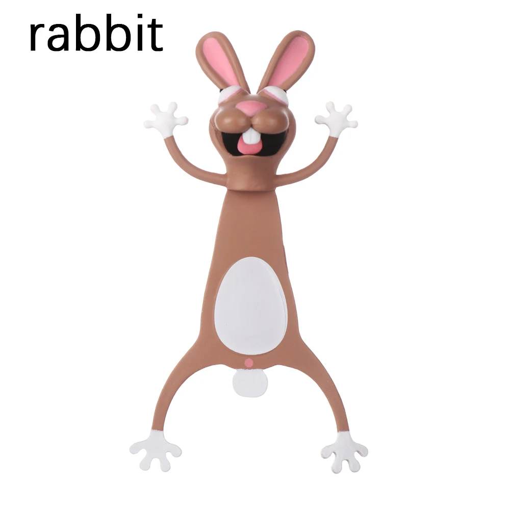 Rabbit 3D стерео мультфильм закладки животное маркер милый Кот ПВХ материал забавные школьные канцелярские принадлежности детский подарок закладки - Цвет: Rabbit