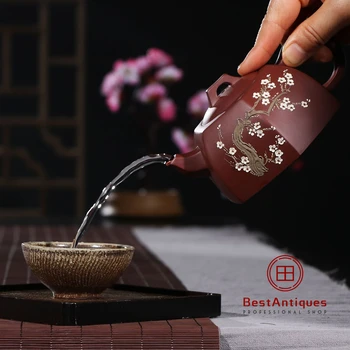 

Yixing Zisha Teapot Purple Clay Teapots Handmade Liufang Jinglan 280cc