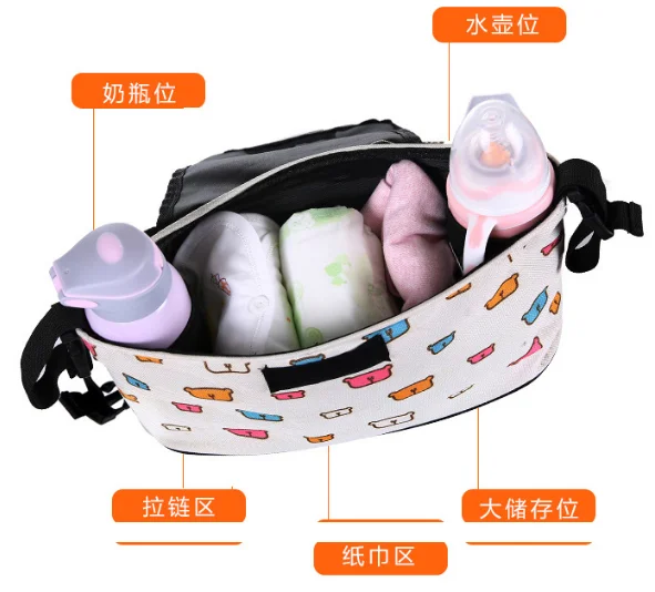 Baby Stroller Bag Organizer Bag Nappy Diaper Mummy Bag Mama Carriage Buggy Pram Cart Basket Hook Stroller Accessories