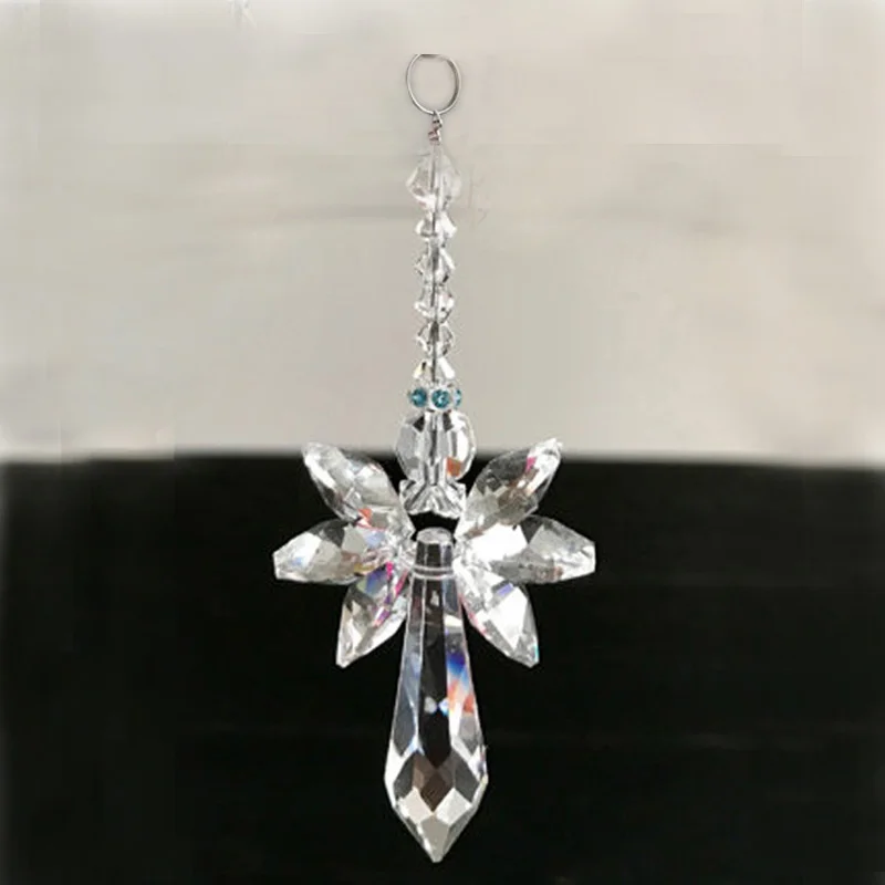 Rainbow Guardian Angel Crystal Suncatcher For Home Car Decor Hanging Crystal Glass Decoration Window Ornament