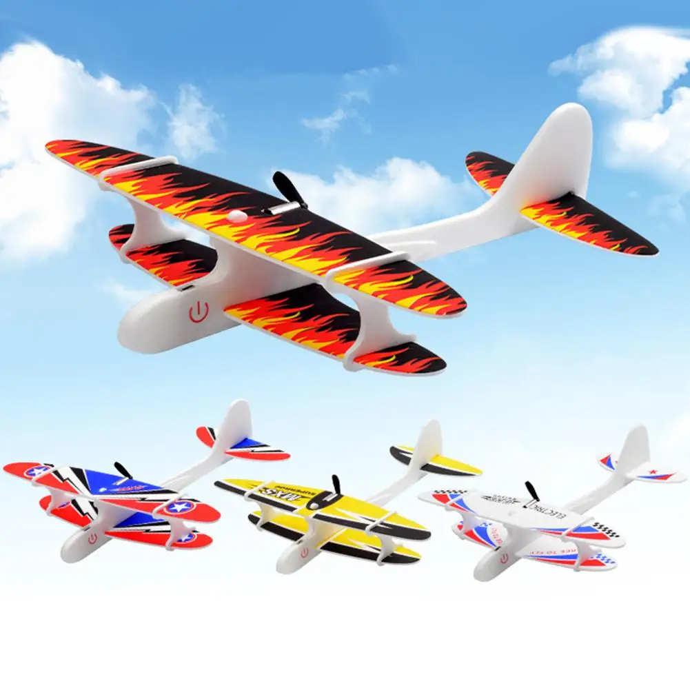 

LED Light DIY Assembly Hand Throw Electric Glider Flying Airplane Model Kids Toy Educational Children Puzzle Model Toys Gifts