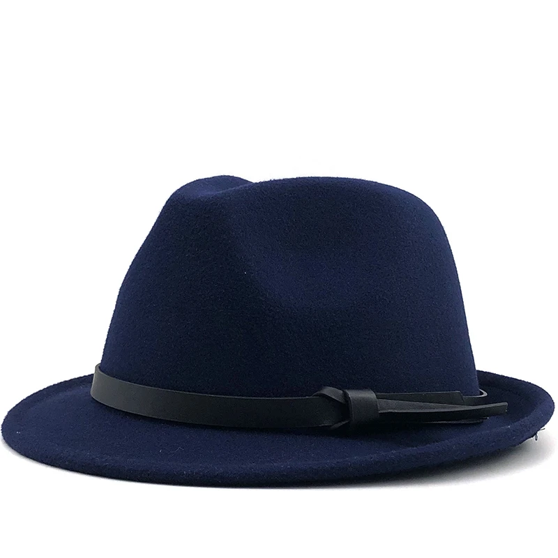 stetson fedora NEW winter white Men Jazz Cap Gentleman Fedoras Wool Homburg Male Classical Narrow Brim Ribbon Jazz Hat Adjustable Top Hat brixton messer