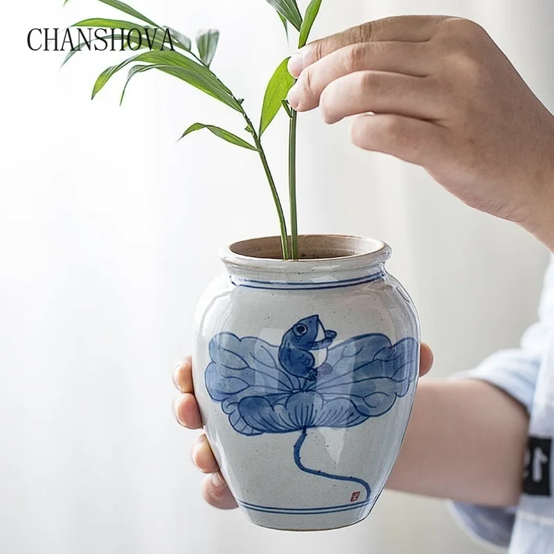 CHANSHOVA Китай ретро ручная роспись керамические вазы для цветов офисный Декор украшение дома Аксессуары Фарфоровая ваза для цветов H227