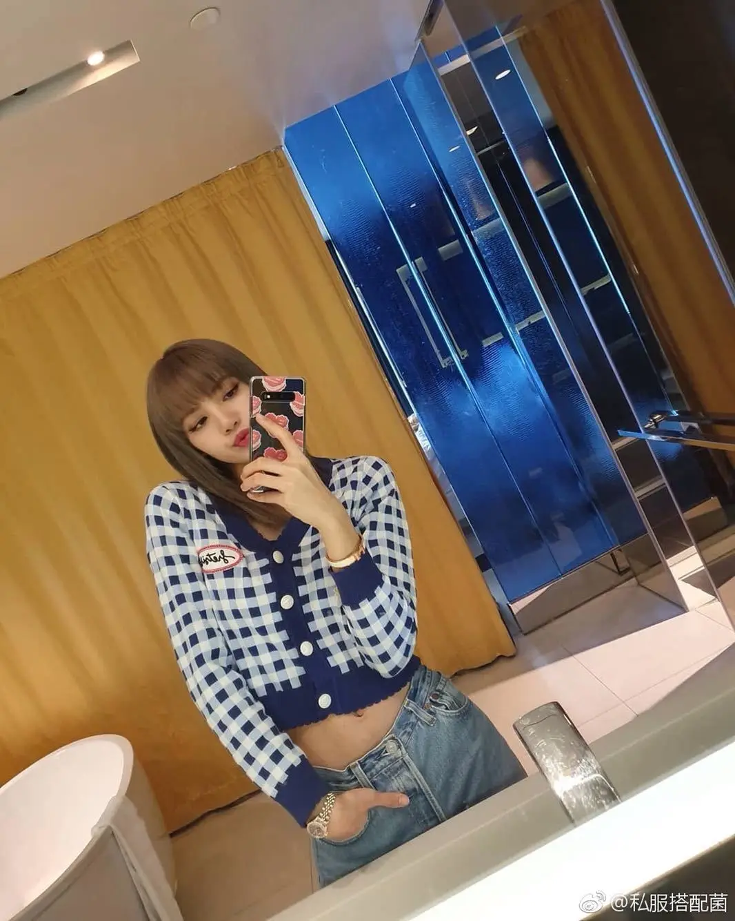 Kpop Blackpink Lisa корейские Осенние Теплые Синие Клетчатые толстовки с капюшоном и v-образным вырезом женские короткие Retro College ветрозащитные толстовки Женская одежда