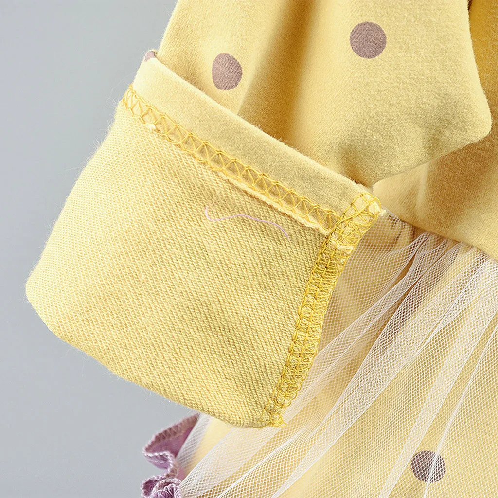 ARLONEET/платье принцессы в горошек для маленьких девочек возрастом от 3 до 24 месяцев кружевной праздничный костюм с длинными рукавами и рюшами, одежда ZJ29