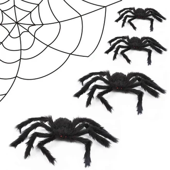 

6pcs Home Decor Props Haunted House Bar Halloween Spider Kids Plush Toy Simulation Model Scary Gift Funny Party Trick Or Treat
