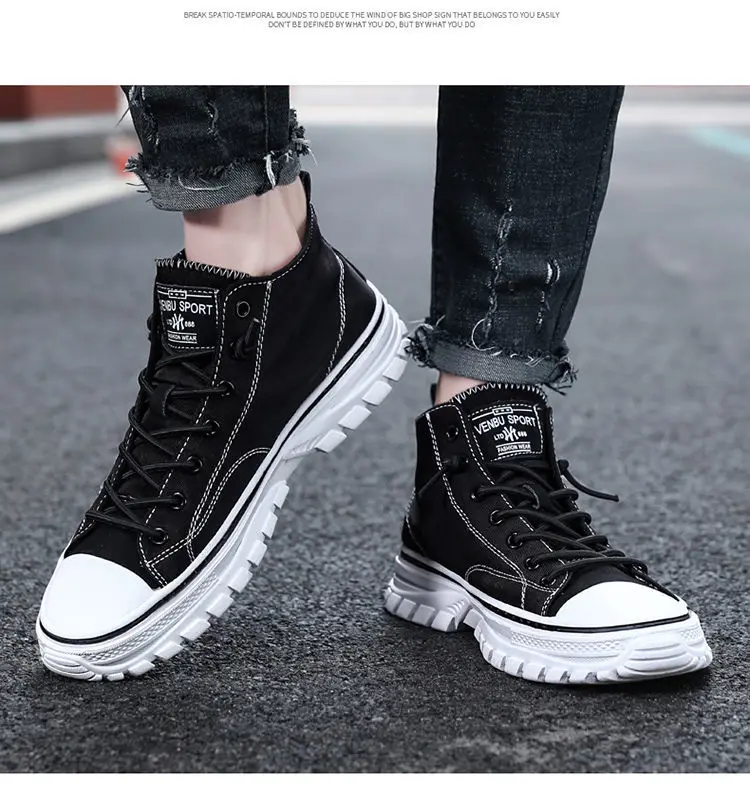 2022 Men High Top Black Canvas Shoes 