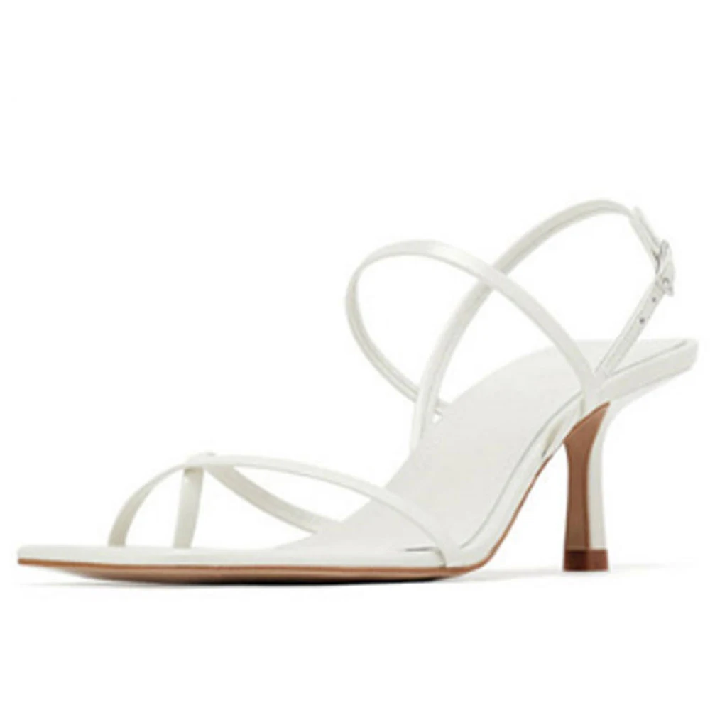 Сандалии женские на высоком каблуке босоножки с узким ремешком котятами простые