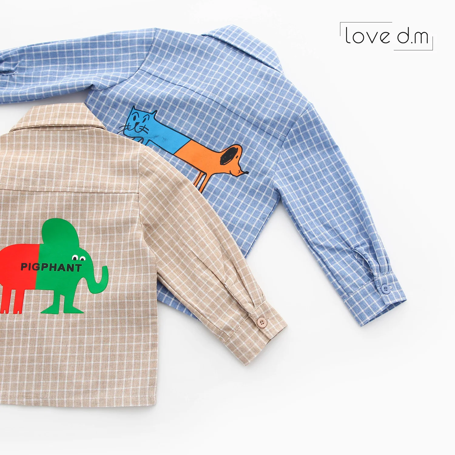 Детская одежда для маленьких детей; для мужчин и женщин; детская клетчатая рубашка с длинными рукавами и рисунком сзади; Dy015