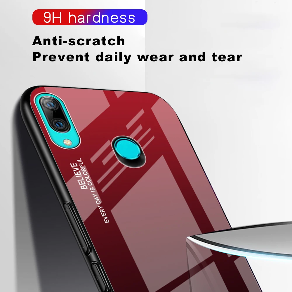 Чехол для телефона с градиентным закаленным стеклом для huawei P20Lite Y6 Y7 Y9 Prime Honor 9XPro 20 Lite Pro, стеклянный чехол для P Smart Z