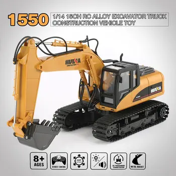 

HUINA 1550 1/14 15CH 680 Degree Rotation Alloy Bucket RC Excavator Construction Vehicle Toy with Cool Sound/Light Effect Truck