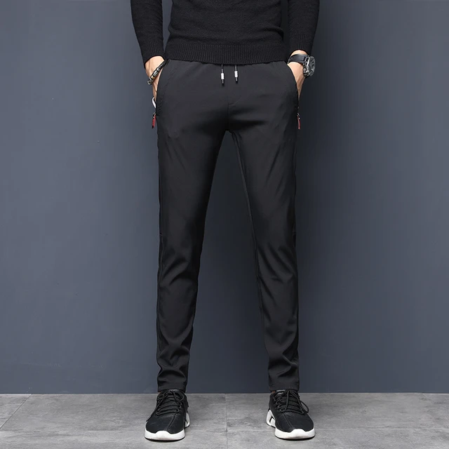 Slim fit chinos with elasticated waistband, Trousers for men