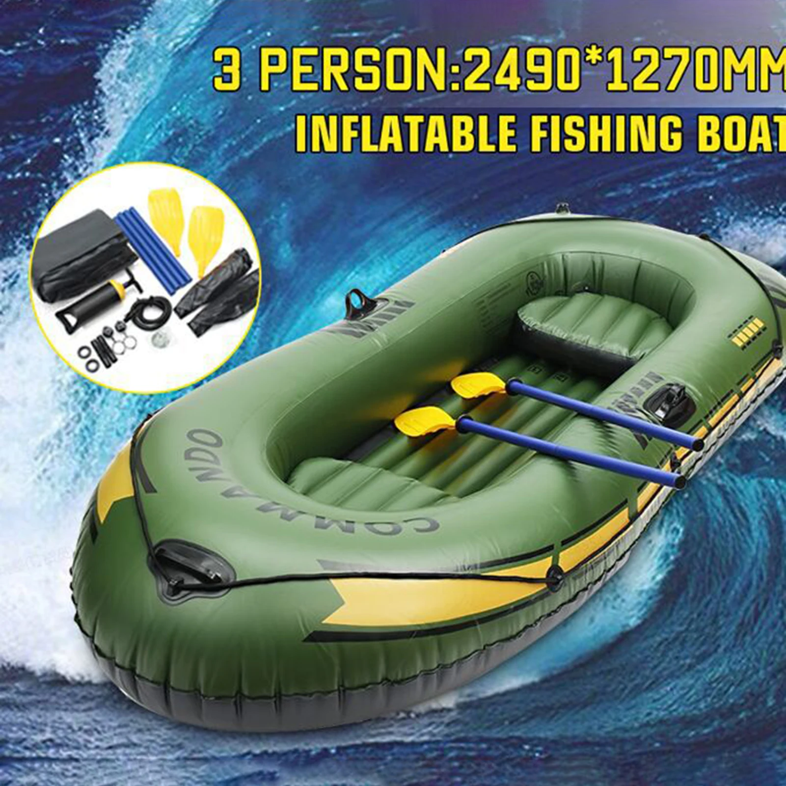 Iatable Boat Drifting Boat Iatable Seat Cushion Waterproof Wear-resistant Comfortable For 2/3 Person Kayak