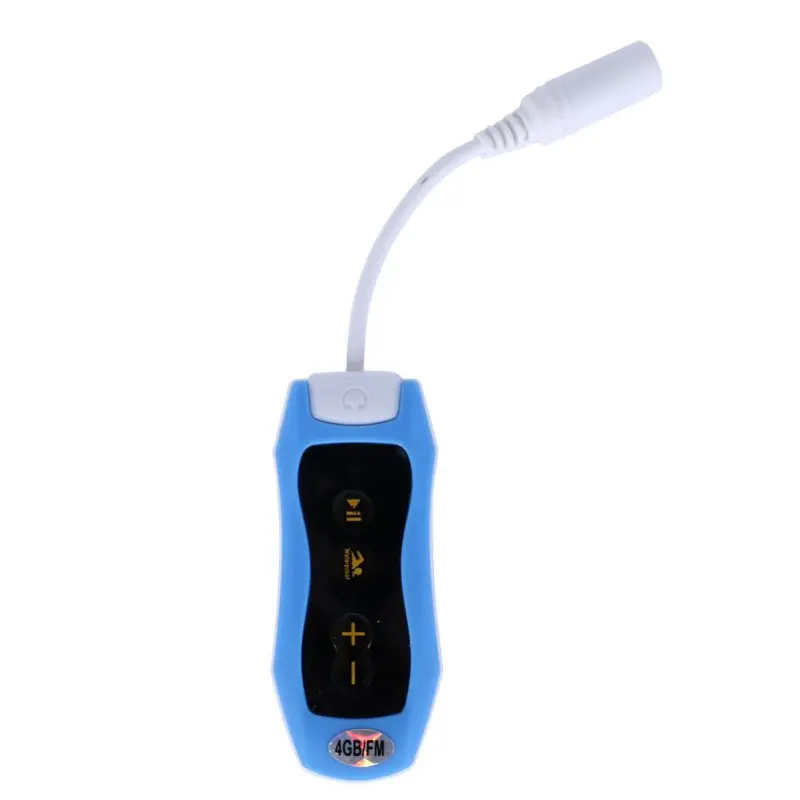 Водонепроницаемый IPX8 Mp3 плеер 4 Гб Adroit спортивный зажим MP3 с FM плавательный наушник для дайвинга - Цвет: Синий