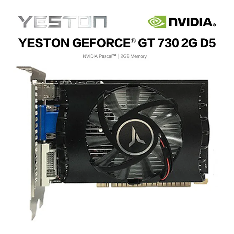 Графическая карта Yeston Geforce GT730 2G D5 VA NVIDIA Pascal 902 5012 МГц 2G/DDR5/64 бит для работы в