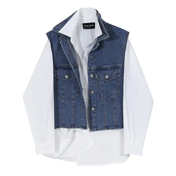 

SeeBeautiful Large Size Blouse Lapel Long Sleeve Single Breasted Shirt Two Pieces Woman Summer Autumn 2020 New Fashion T648