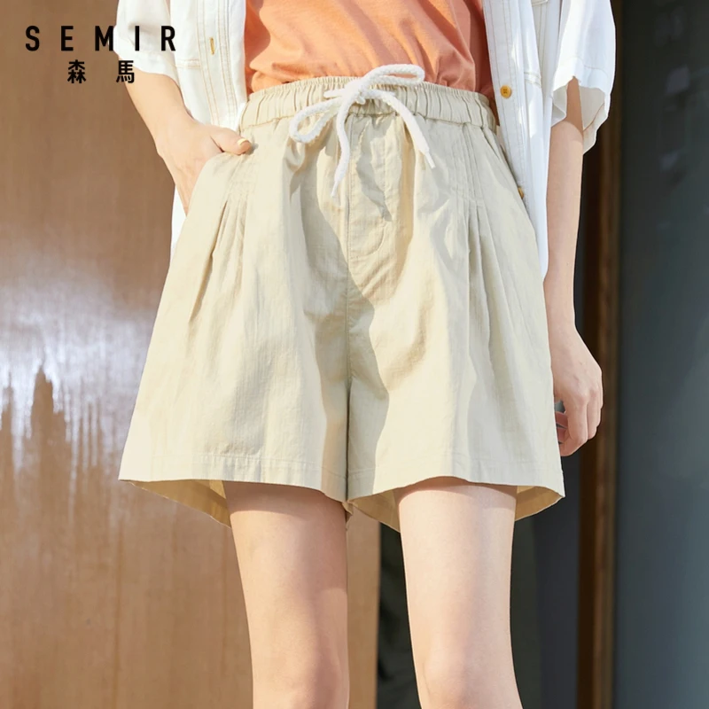 

SEMIR Women shorts loose straight summer 2020 new high waist elastic waist casual shorts wide leg girl shorts