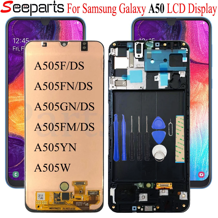 Для samsung Galaxy A50 A505 ЖК-дисплей кодирующий преобразователь сенсорного экрана в сборе с рамкой SM-A505FN/DS A505F/DS для samsung A505 lcd