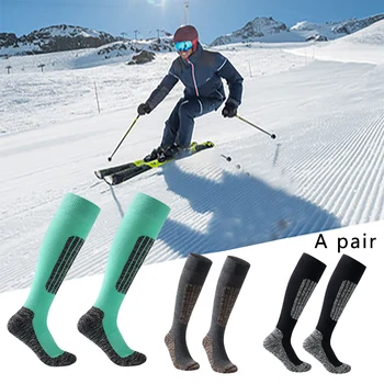

1pair Men Women Outdoor Hiking Sports Soft Skiing Socks Skating Long Non Slip Warm Thick Breathable Comfortable Winter Sport