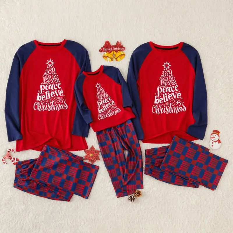 

2019 New Christmas Family Matching Pyjamas Set Outfits Clothes Santa Parents Kids Home Sleepwear Nightwear Xmas Suit Family Set