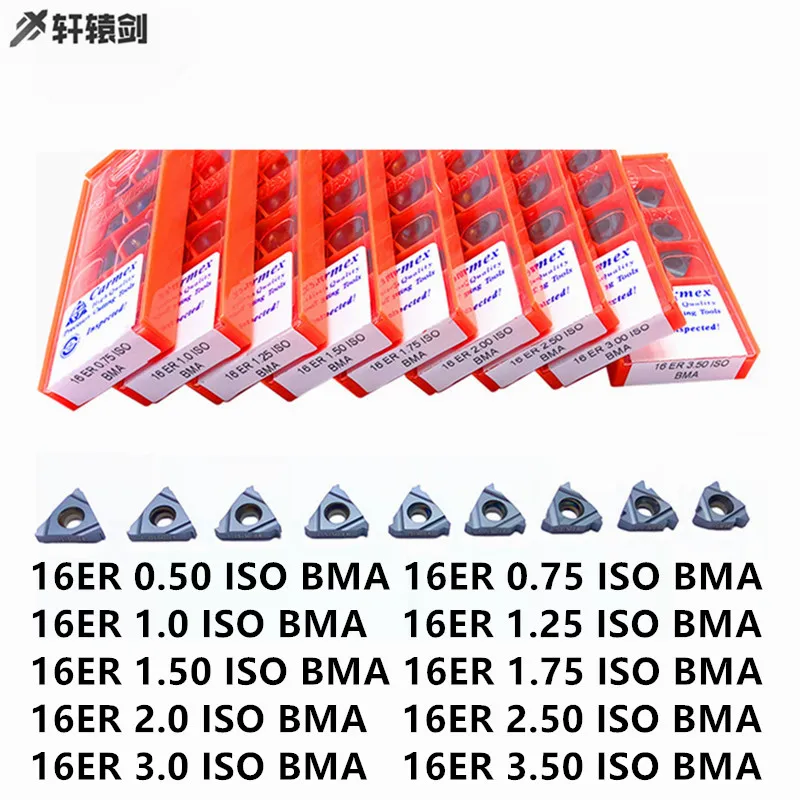

10PCS 16er 0.75/1.00/1.25/1.5/2/3 ISO BMA Threading Inserts Lathe Cutter for Indexable Tungsten Carbide