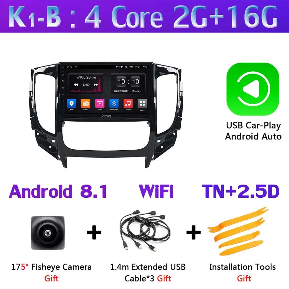 K1-B-CarPlay 360 ° панорамный 4G+ 64G Android 9,0 Автомобильный мультимедийный радио gps DSP CarPlay SPDIF для Mitsubishi Triton L200 - Цвет: K1-B-CarPlay