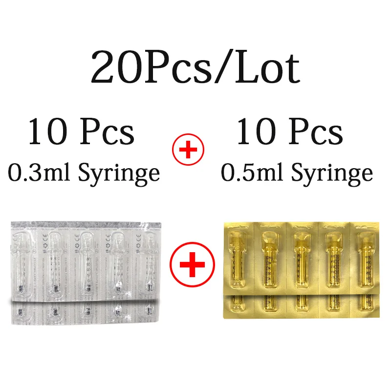 20pc syringe kit 0,3 мл/0,5 мл 2 в 1 ручка с гиалуроновой кислотой пистолет с гиалуроником lin для удаления морщин против старения подтяжка губ высокое давление - Цвет: 20pc syringe kit