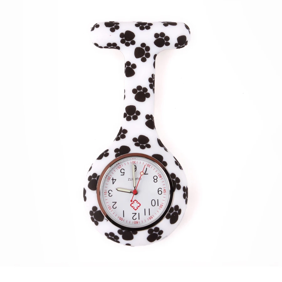 FOB Силиконовые карманные часы для медсестры подарок доктора медсестры узор бабочки японский Movt высокое качество бренд больница Красочные Прекрасные - Color: 2 dog paw