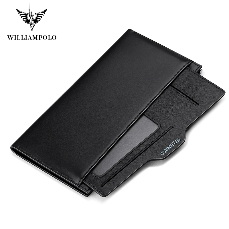 WILLIAMPOLO Genuine Leather Slim Wallet Bofold Wallet Handmade 10 Card Holder Case Purse PL221