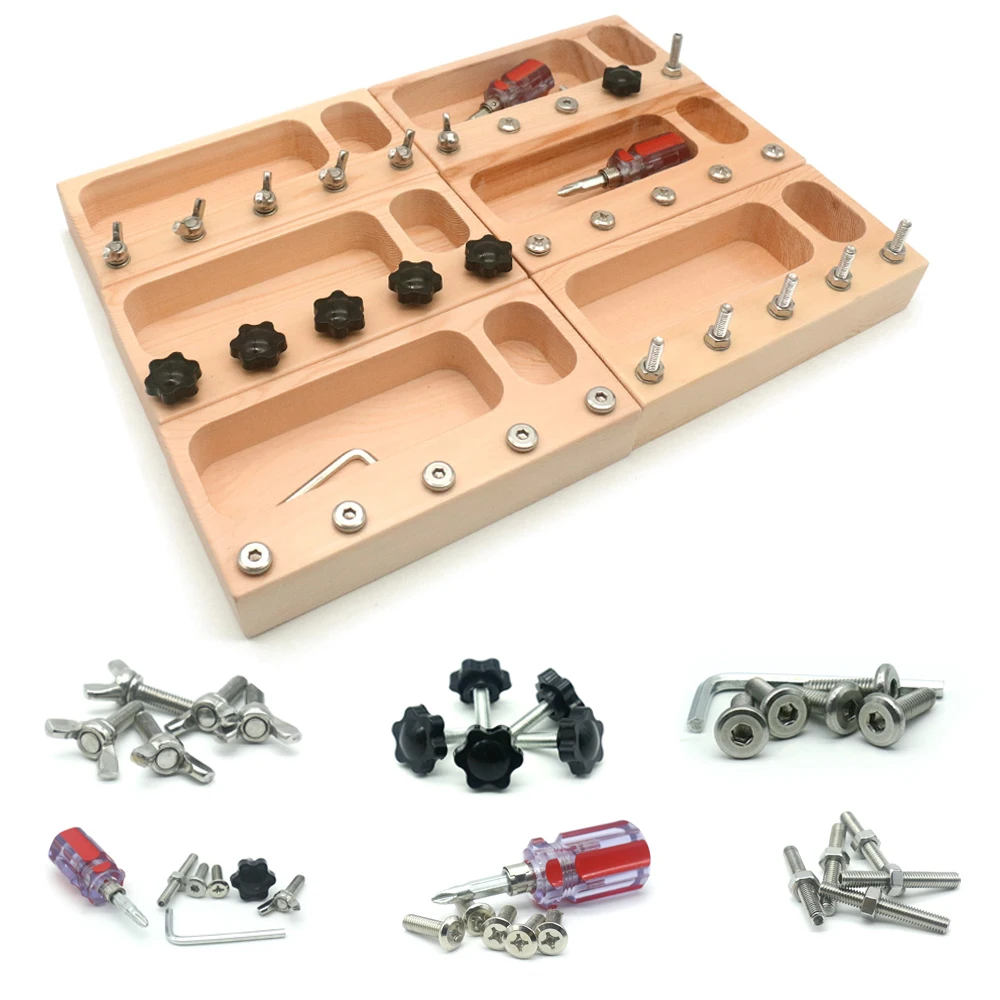 Wooden Montessori Screw Driver Board Basic Skills Bead Game Mentssori Educational Learning Toys for Child Birthday Gifts J2664Y