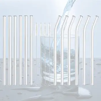 

16Pcs/Pack High Borosilicate Glass Straw Heatproof Glass Straw Eco-Friendly Milk Tea Drinking Straw Drinkware Tools