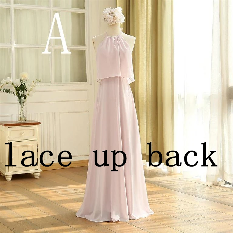 A lace up back Новое поступление светло-розовый Мульти стиль для женщин; большие размеры шифоновое платье для подружки невесты Элегантное платье для свадьбы гостя W4304 - Цвет: A lace up back