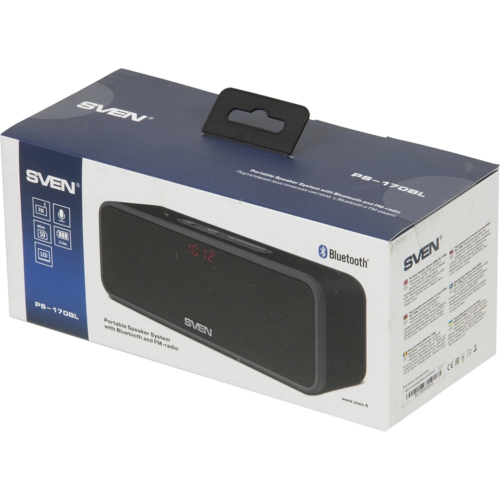 Колонка порт. Sven PS-170BL черный 10W 2.0 BT/3.5Jack 10м 2000mAh