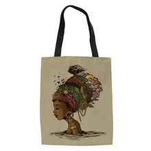 Cusotm Складная хозяйственная сумка с принтом для женщин, винтажный стиль, сумка-тоут на плечо, женская черная художественная АФРИКАНСКАЯ ДЕВУШКА, принтованная сумка-шоппер