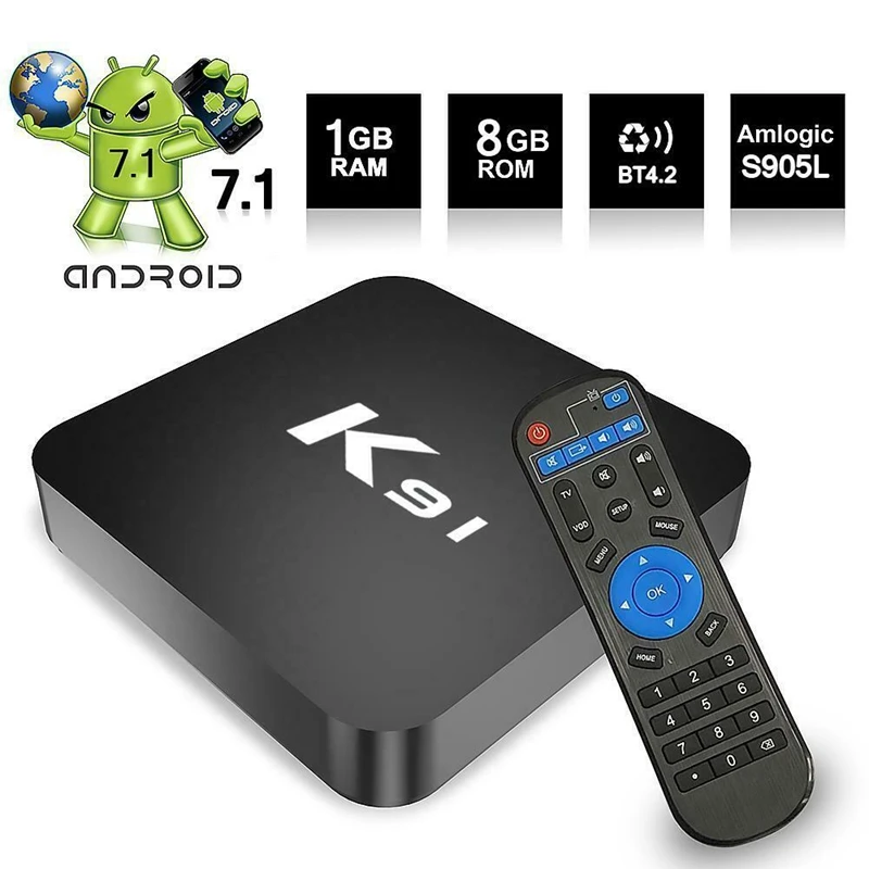 K91 S905L Android 7,1 Smart tv Box четырехъядерный 1 Гб ram 8 Гб rom BT телеприставка