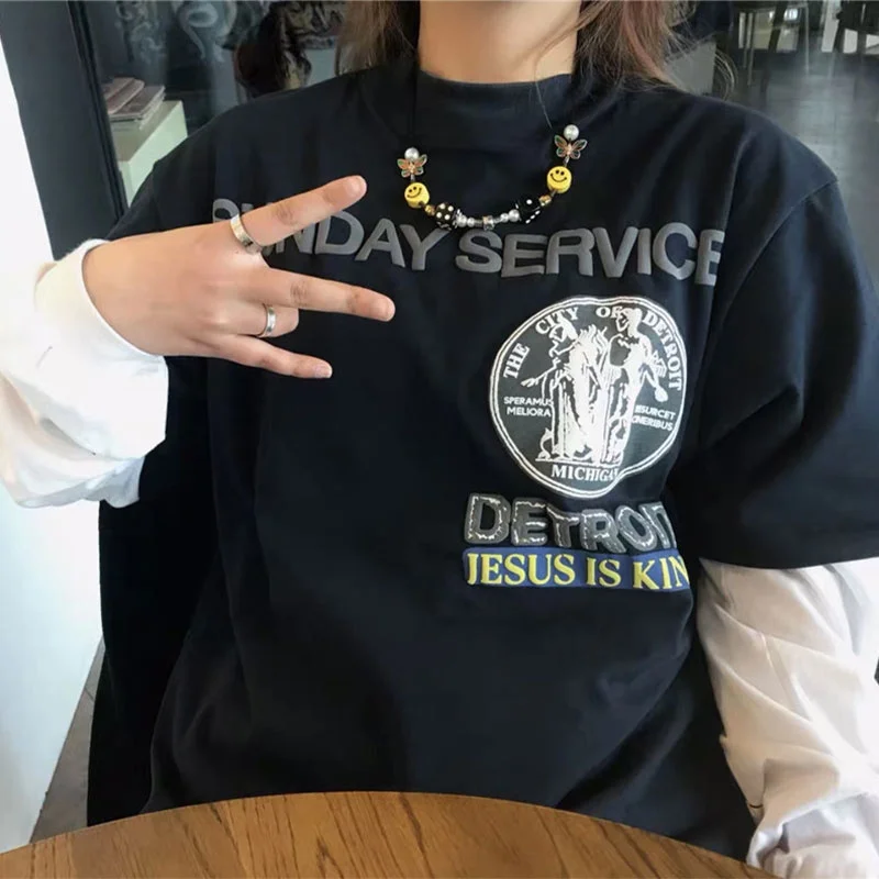 21ss Cpfm Kanye Jesus Is King High Quality 1:1 Large Print Foam Short Sleeve | Мужская одежда